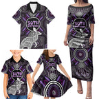 Personalised Aboriginal 50th Birthday Family Matching Puletasi and Hawaiian Shirt Kangaroo Indigenous Dot Art Australian Culture