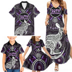 Personalised Aboriginal 50th Birthday Family Matching Summer Maxi Dress and Hawaiian Shirt Kangaroo Indigenous Dot Art Australian Culture