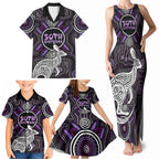 Personalised Aboriginal 50th Birthday Family Matching Tank Maxi Dress and Hawaiian Shirt Kangaroo Indigenous Dot Art Australian Culture