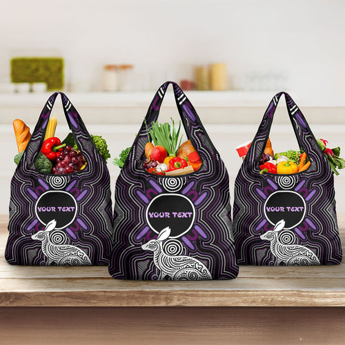 Personalised Aboriginal 50th Birthday Grocery Bag Kangaroo Indigenous Dot Art Australian Culture