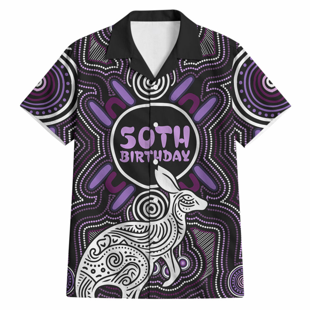 Personalised Aboriginal 50th Birthday Hawaiian Shirt Kangaroo Indigenous Dot Art Australian Culture