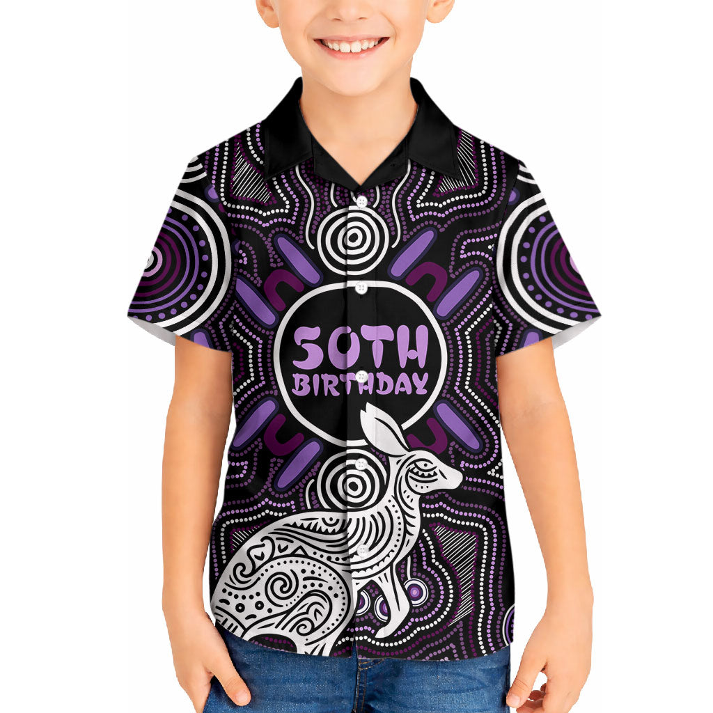 Personalised Aboriginal 50th Birthday Hawaiian Shirt Kangaroo Indigenous Dot Art Australian Culture
