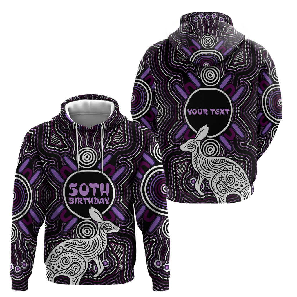 Personalised Aboriginal 50th Birthday Hoodie Kangaroo Indigenous Dot Art Australian Culture