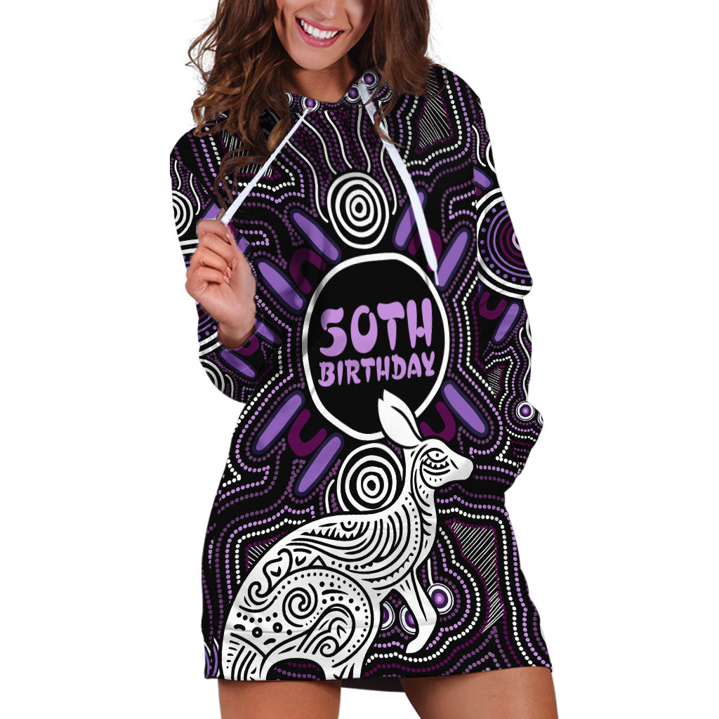 Personalised Aboriginal 50th Birthday Hoodie Dress Kangaroo Indigenous Dot Art Australian Culture