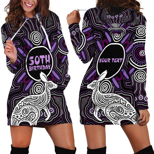 Personalised Aboriginal 50th Birthday Hoodie Dress Kangaroo Indigenous Dot Art Australian Culture