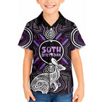 Personalised Aboriginal 50th Birthday Kid Hawaiian Shirt Kangaroo Indigenous Dot Art Australian Culture