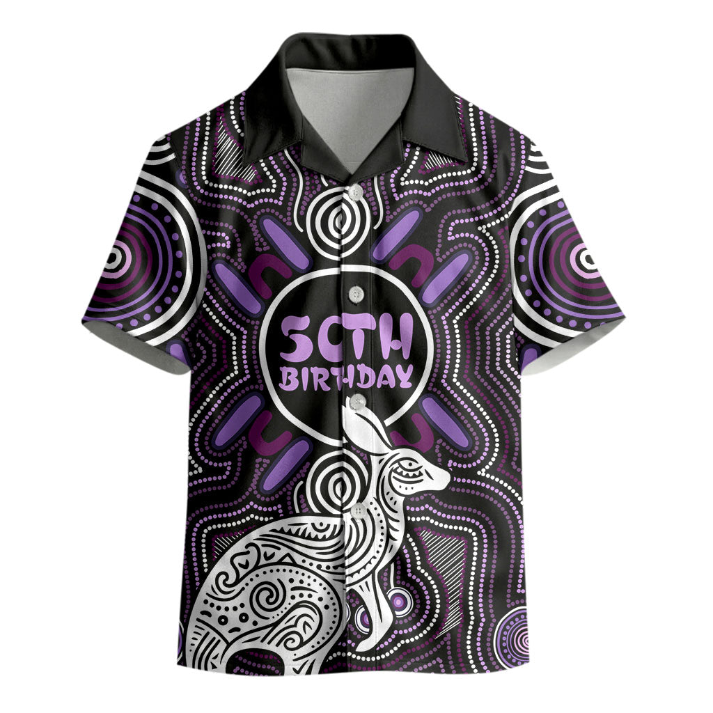 Personalised Aboriginal 50th Birthday Kid Hawaiian Shirt Kangaroo Indigenous Dot Art Australian Culture