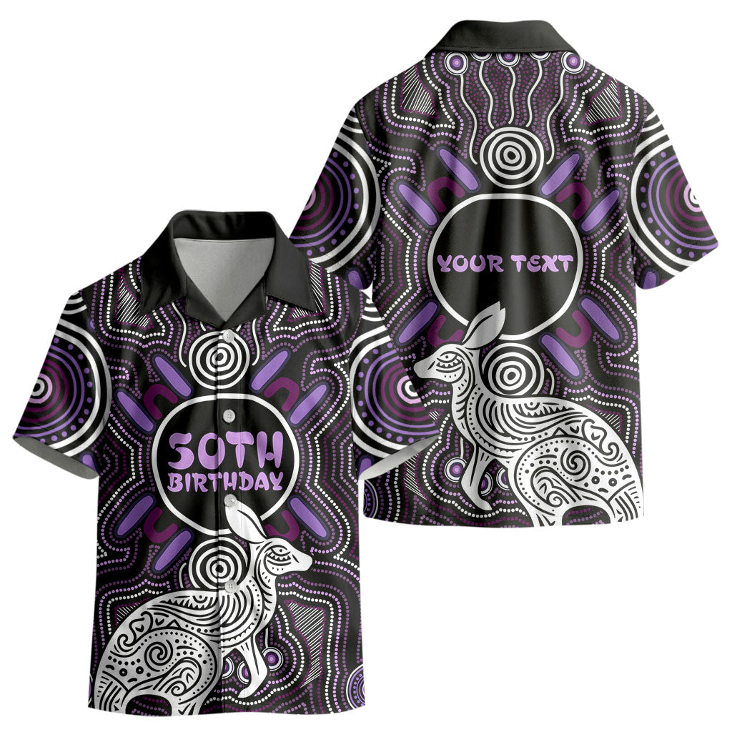 Personalised Aboriginal 50th Birthday Kid Hawaiian Shirt Kangaroo Indigenous Dot Art Australian Culture