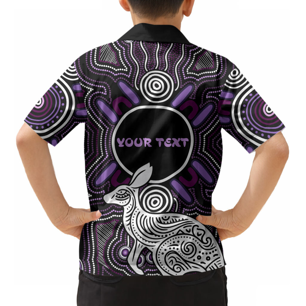 Personalised Aboriginal 50th Birthday Kid Hawaiian Shirt Kangaroo Indigenous Dot Art Australian Culture