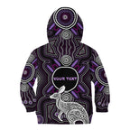 Personalised Aboriginal 50th Birthday Kid Hoodie Kangaroo Indigenous Dot Art Australian Culture