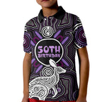 Personalised Aboriginal 50th Birthday Kid Polo Shirt Kangaroo Indigenous Dot Art Australian Culture