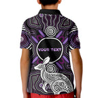 Personalised Aboriginal 50th Birthday Kid Polo Shirt Kangaroo Indigenous Dot Art Australian Culture