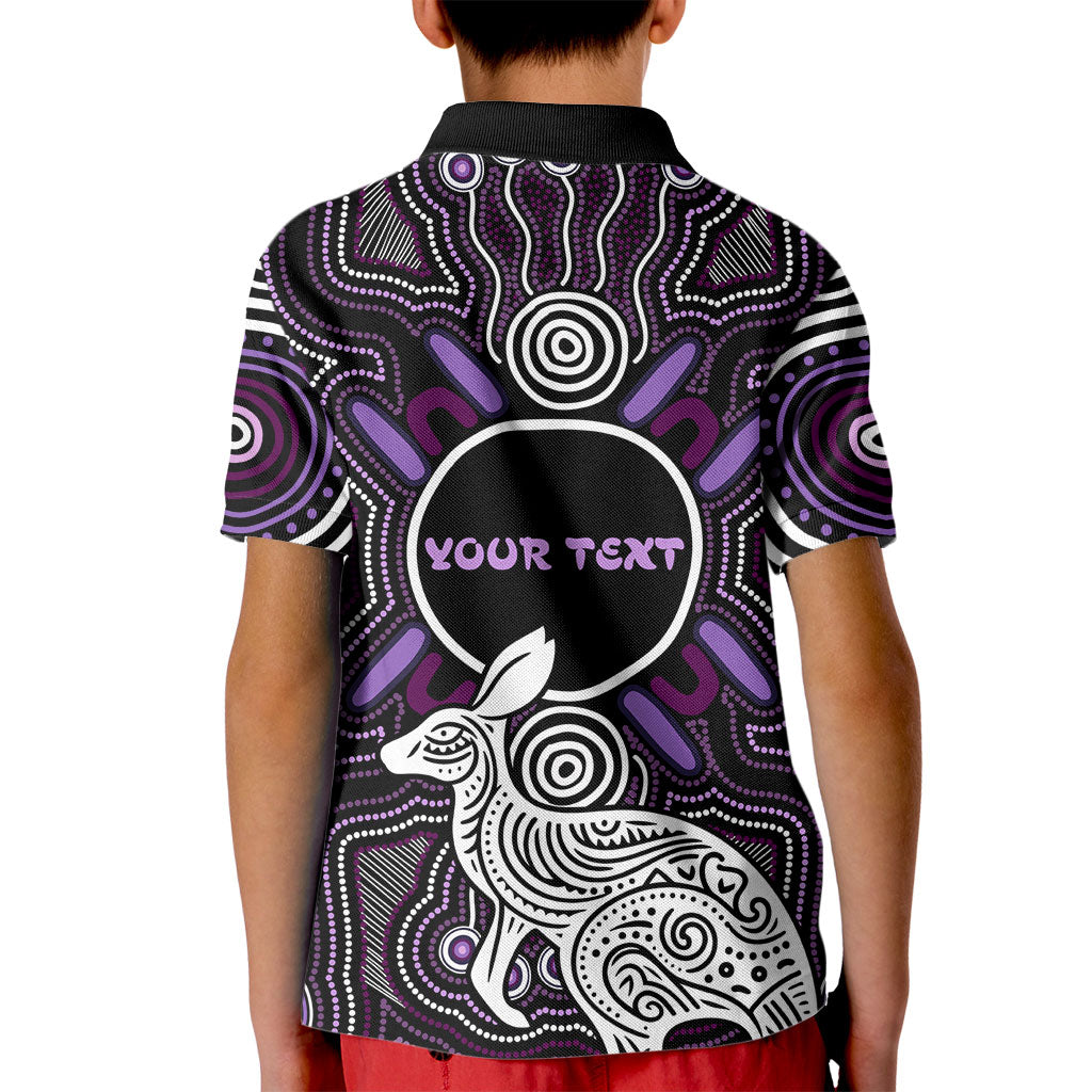 Personalised Aboriginal 50th Birthday Kid Polo Shirt Kangaroo Indigenous Dot Art Australian Culture