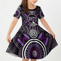 Personalised Aboriginal 50th Birthday Kid Short Sleeve Dress Kangaroo Indigenous Dot Art Australian Culture