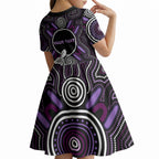 Personalised Aboriginal 50th Birthday Kid Short Sleeve Dress Kangaroo Indigenous Dot Art Australian Culture
