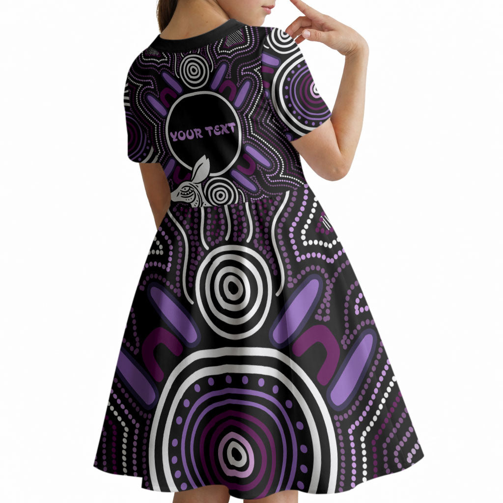 Personalised Aboriginal 50th Birthday Kid Short Sleeve Dress Kangaroo Indigenous Dot Art Australian Culture