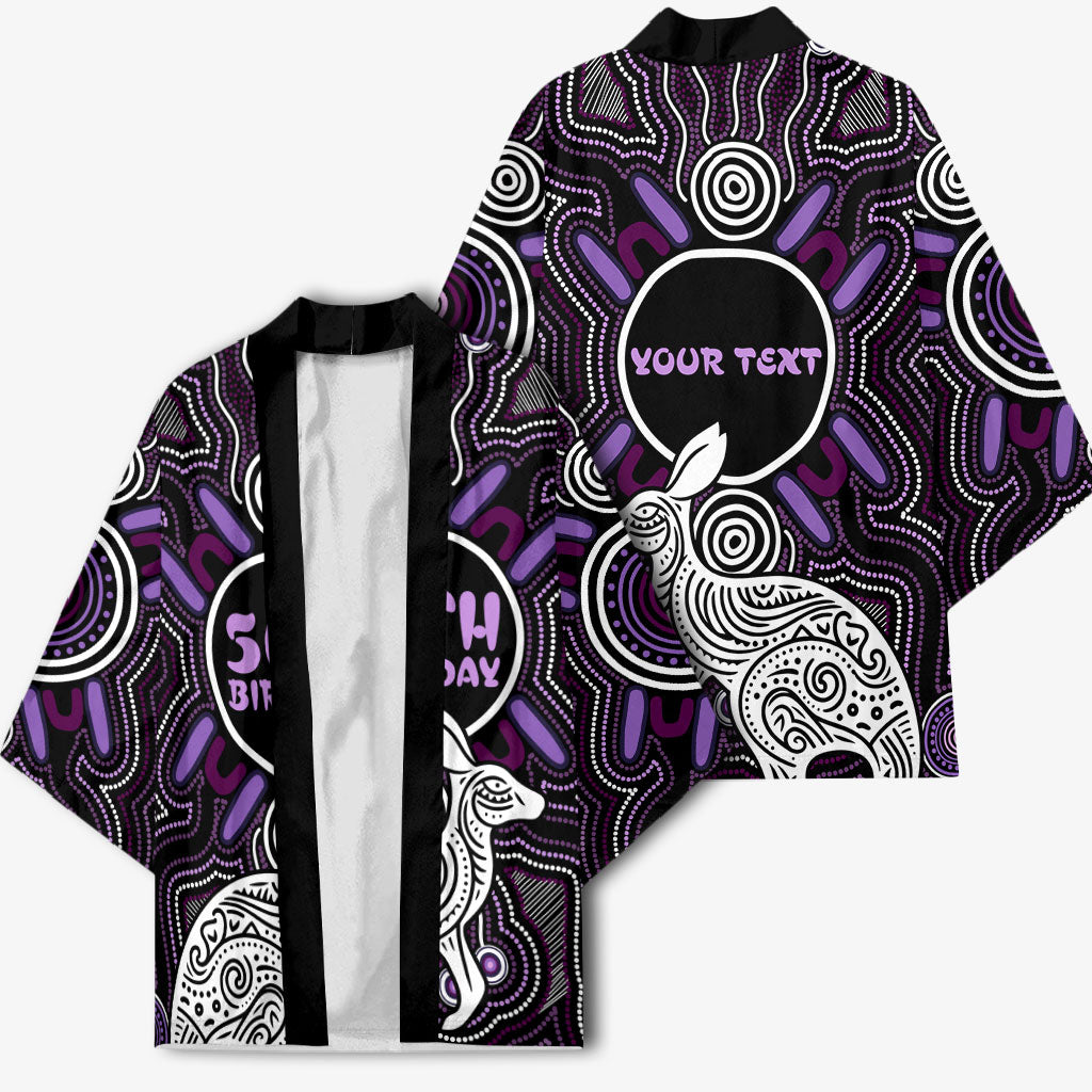 Personalised Aboriginal 50th Birthday Kimono Kangaroo Indigenous Dot Art Australian Culture