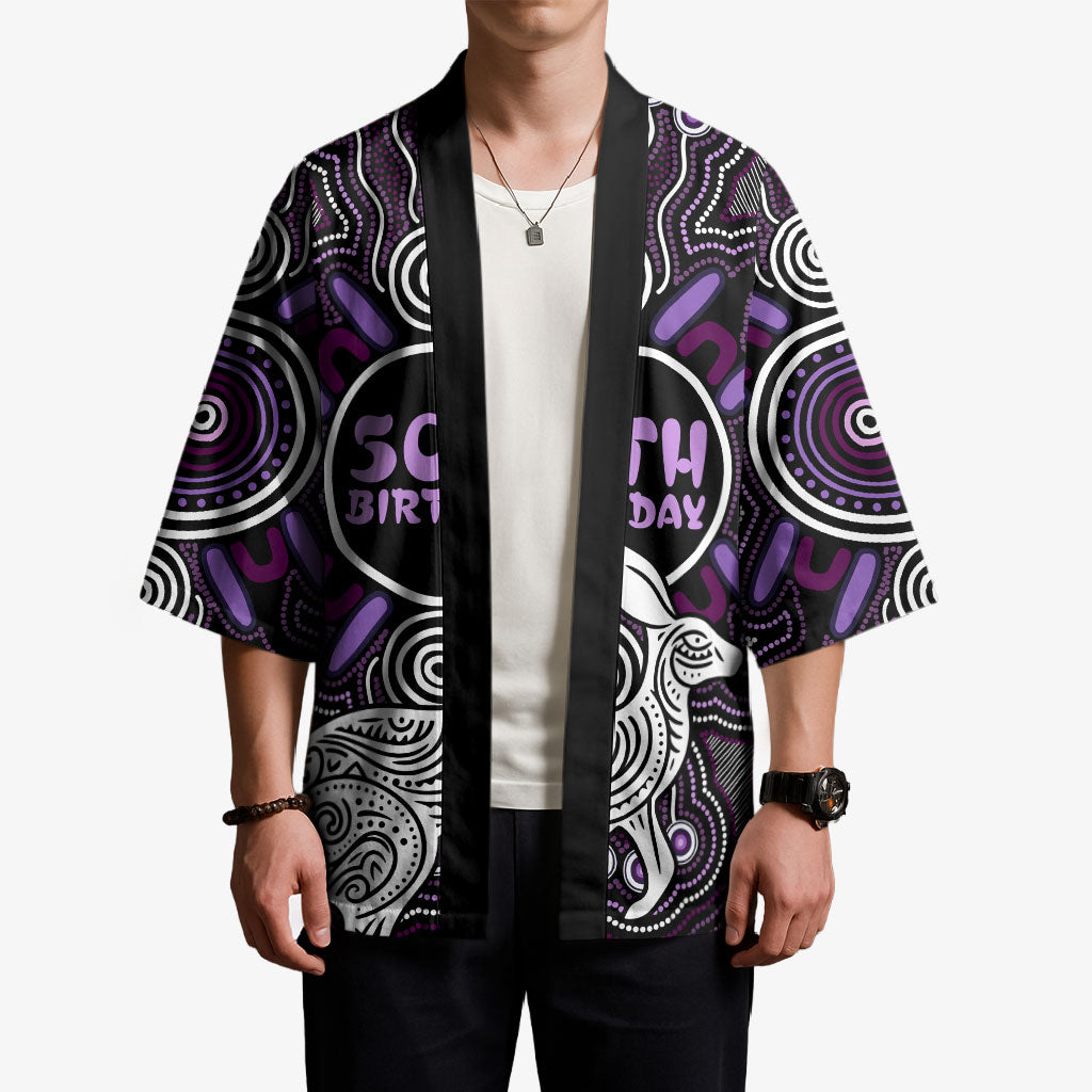 Personalised Aboriginal 50th Birthday Kimono Kangaroo Indigenous Dot Art Australian Culture
