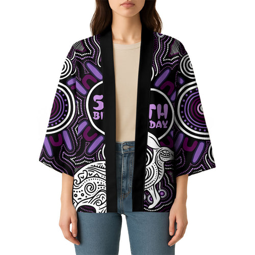 Personalised Aboriginal 50th Birthday Kimono Kangaroo Indigenous Dot Art Australian Culture