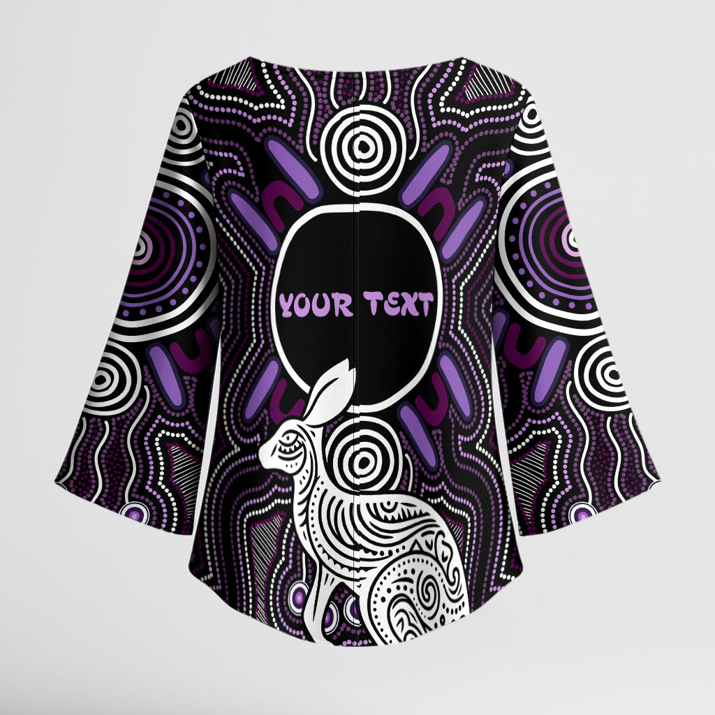 Personalised Aboriginal 50th Birthday Kimono Sleeve Blouse Kangaroo Indigenous Dot Art Australian Culture