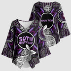 Personalised Aboriginal 50th Birthday Kimono Sleeve Blouse Kangaroo Indigenous Dot Art Australian Culture