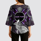Personalised Aboriginal 50th Birthday Kimono Sleeve Blouse Kangaroo Indigenous Dot Art Australian Culture
