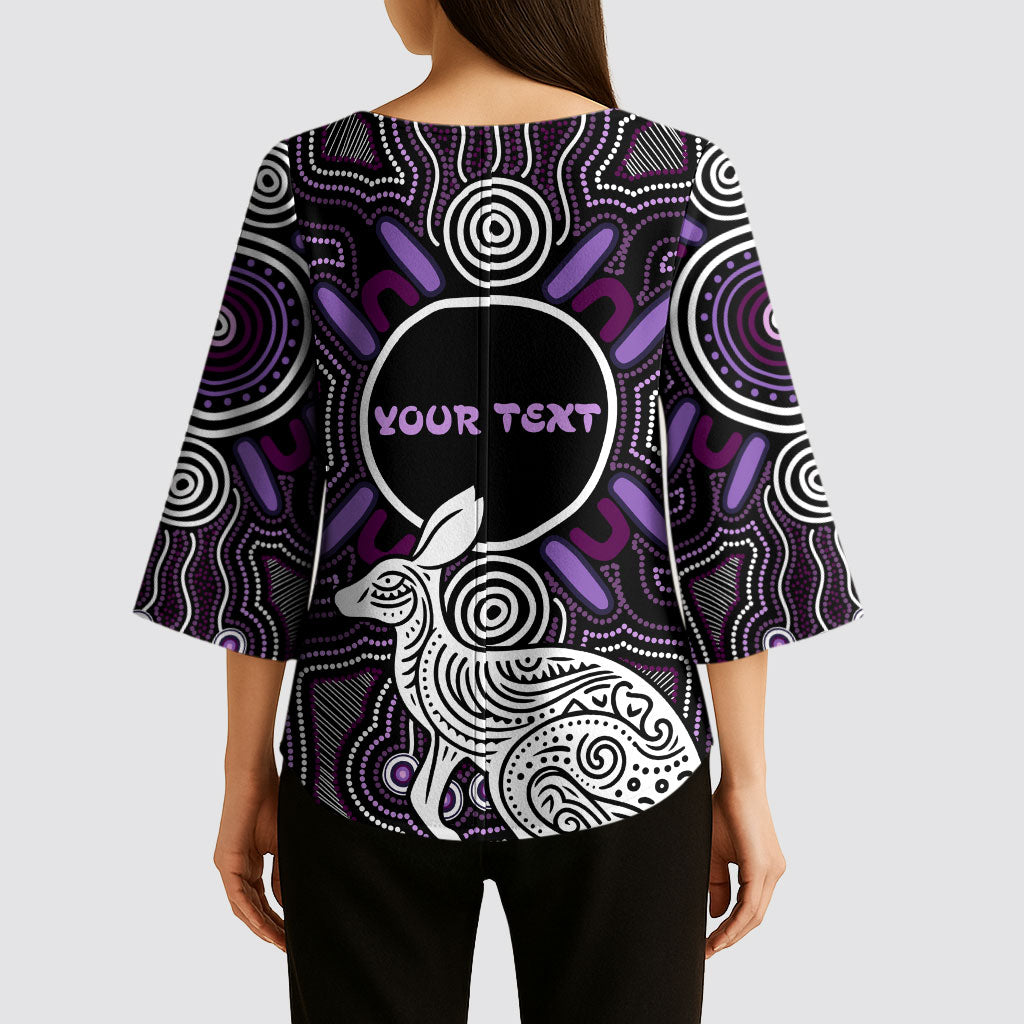 Personalised Aboriginal 50th Birthday Kimono Sleeve Blouse Kangaroo Indigenous Dot Art Australian Culture