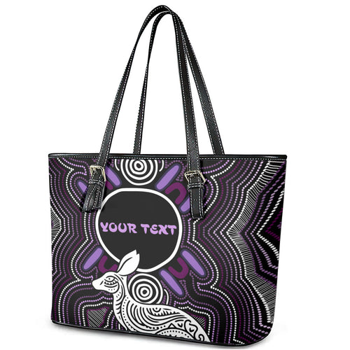 Personalised Aboriginal 50th Birthday Leather Tote Bag Kangaroo Indigenous Dot Art Australian Culture