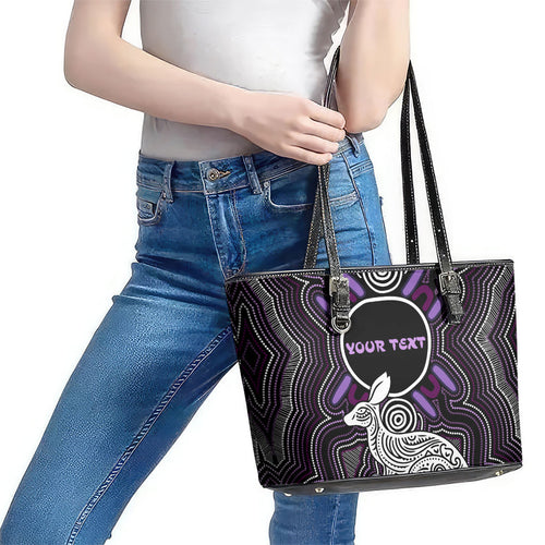 Personalised Aboriginal 50th Birthday Leather Tote Bag Kangaroo Indigenous Dot Art Australian Culture