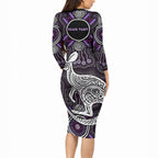 Personalised Aboriginal 50th Birthday Long Sleeve Bodycon Dress Kangaroo Indigenous Dot Art Australian Culture