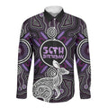 Personalised Aboriginal 50th Birthday Long Sleeve Button Shirt Kangaroo Indigenous Dot Art Australian Culture