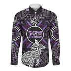 Personalised Aboriginal 50th Birthday Long Sleeve Button Shirt Kangaroo Indigenous Dot Art Australian Culture