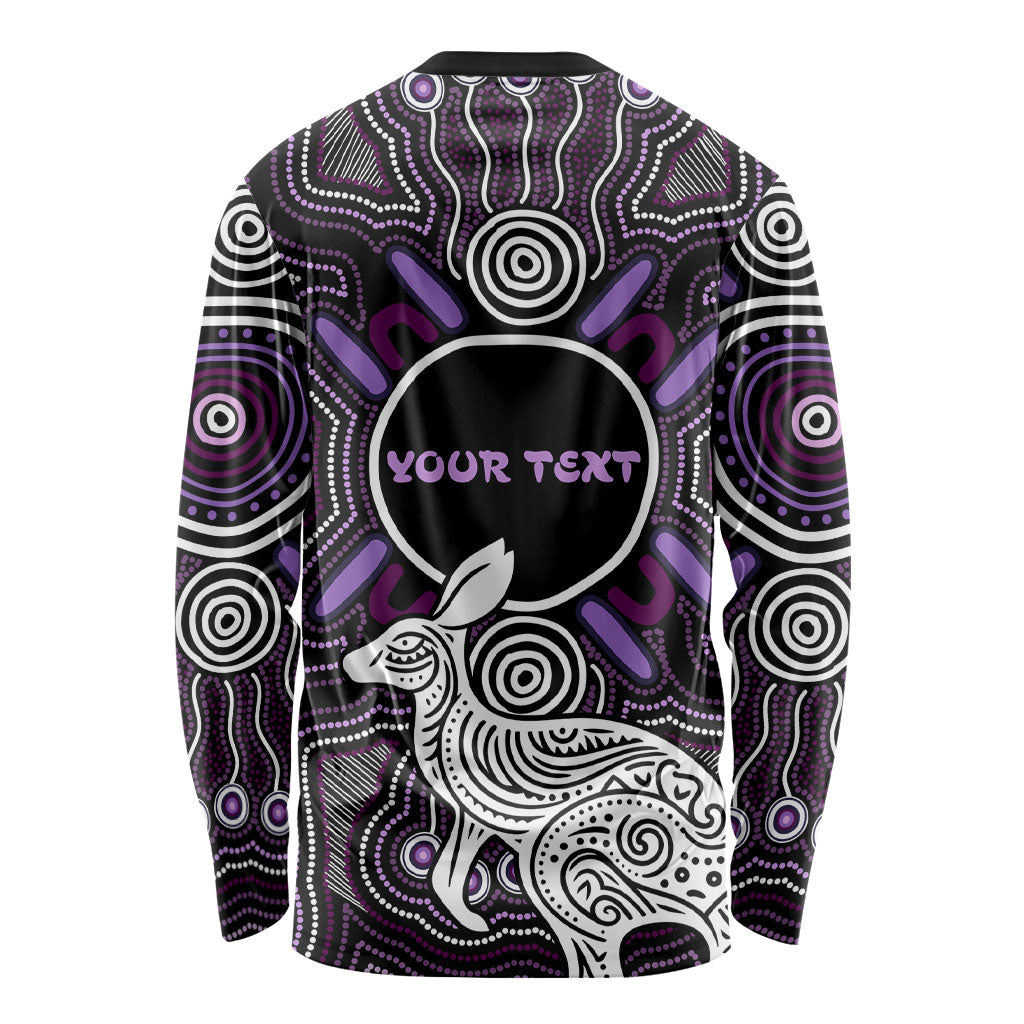 Personalised Aboriginal 50th Birthday Long Sleeve Shirt Kangaroo Indigenous Dot Art Australian Culture