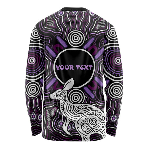 Personalised Aboriginal 50th Birthday Long Sleeve Shirt Kangaroo Indigenous Dot Art Australian Culture