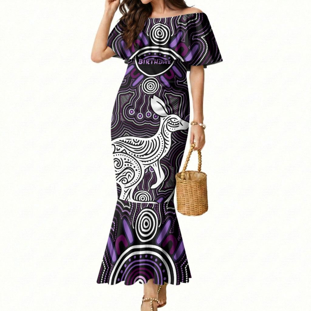 Personalised Aboriginal 50th Birthday Mermaid Dress Kangaroo Indigenous Dot Art Australian Culture
