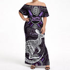 Personalised Aboriginal 50th Birthday Off Shoulder Maxi Dress Kangaroo Indigenous Dot Art Australian Culture