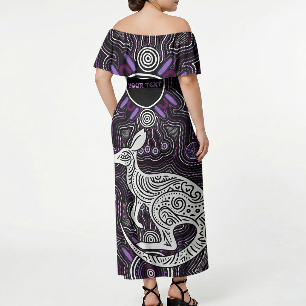 Personalised Aboriginal 50th Birthday Off Shoulder Maxi Dress Kangaroo Indigenous Dot Art Australian Culture