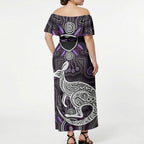 Personalised Aboriginal 50th Birthday Off Shoulder Maxi Dress Kangaroo Indigenous Dot Art Australian Culture