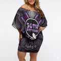 Personalised Aboriginal 50th Birthday Off Shoulder Short Dress Kangaroo Indigenous Dot Art Australian Culture