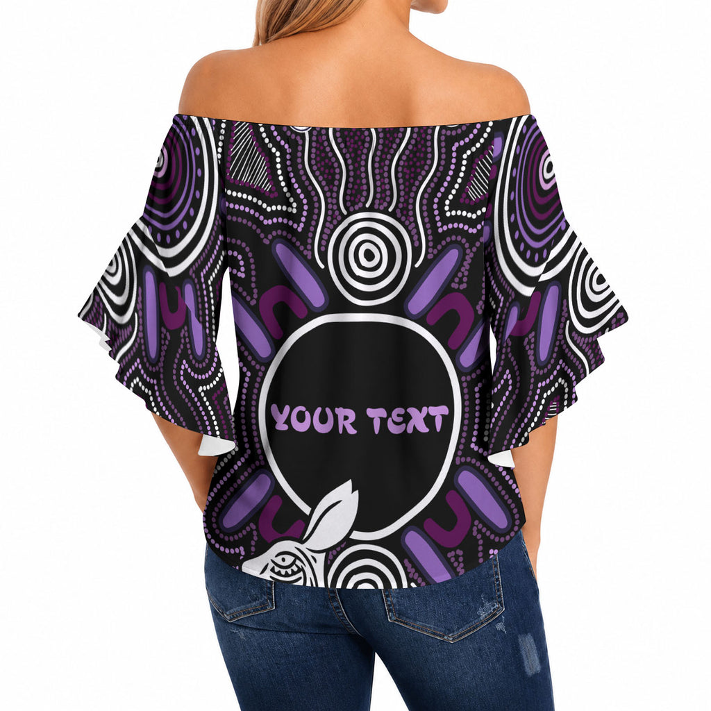 Personalised Aboriginal 50th Birthday Off Shoulder Wrap Waist Top Kangaroo Indigenous Dot Art Australian Culture