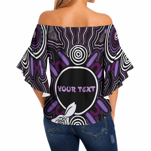 Personalised Aboriginal 50th Birthday Off Shoulder Wrap Waist Top Kangaroo Indigenous Dot Art Australian Culture