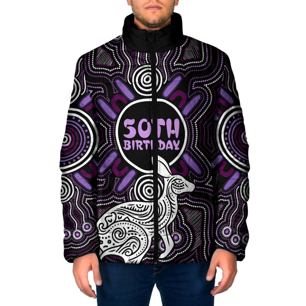 Personalised Aboriginal 50th Birthday Padded Jacket Kangaroo Indigenous Dot Art Australian Culture