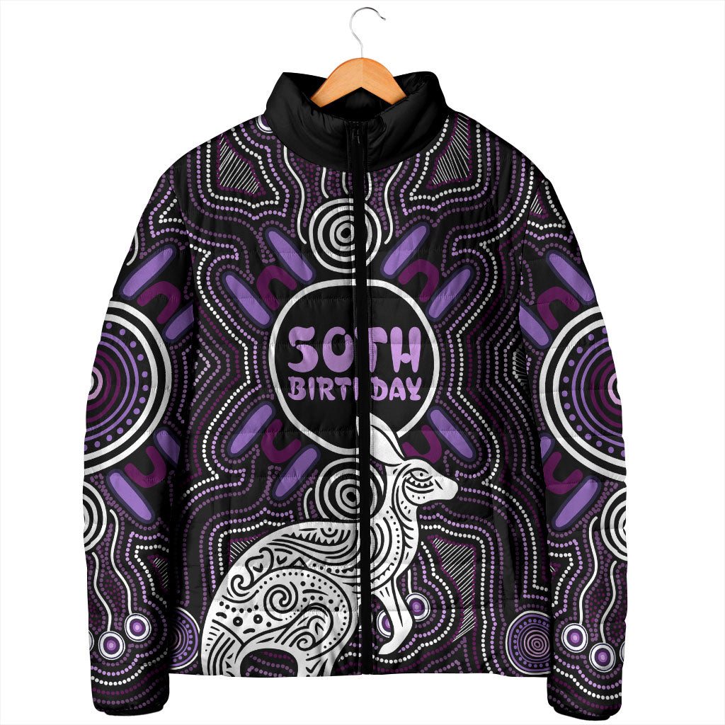 Personalised Aboriginal 50th Birthday Padded Jacket Kangaroo Indigenous Dot Art Australian Culture