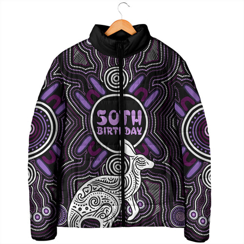 Personalised Aboriginal 50th Birthday Padded Jacket Kangaroo Indigenous Dot Art Australian Culture