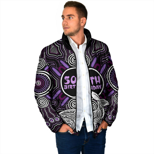 Personalised Aboriginal 50th Birthday Padded Jacket Kangaroo Indigenous Dot Art Australian Culture