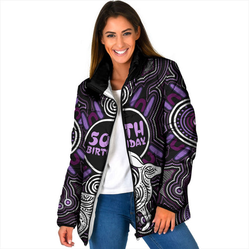 Personalised Aboriginal 50th Birthday Padded Jacket Kangaroo Indigenous Dot Art Australian Culture