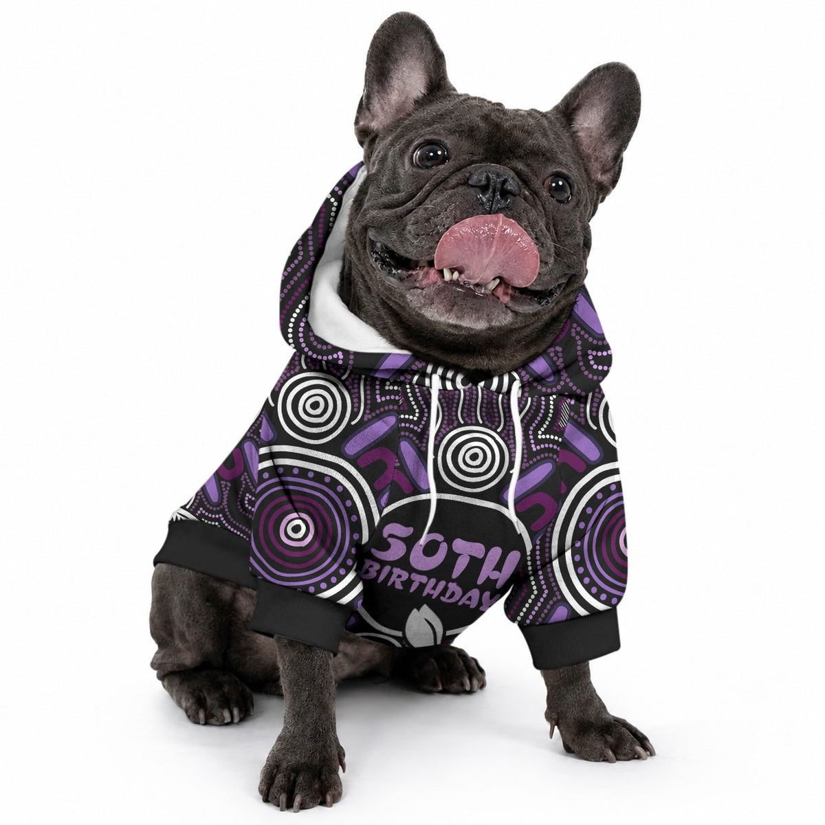 Personalised Aboriginal 50th Birthday Pet Hoodie Kangaroo Indigenous Dot Art Australian Culture