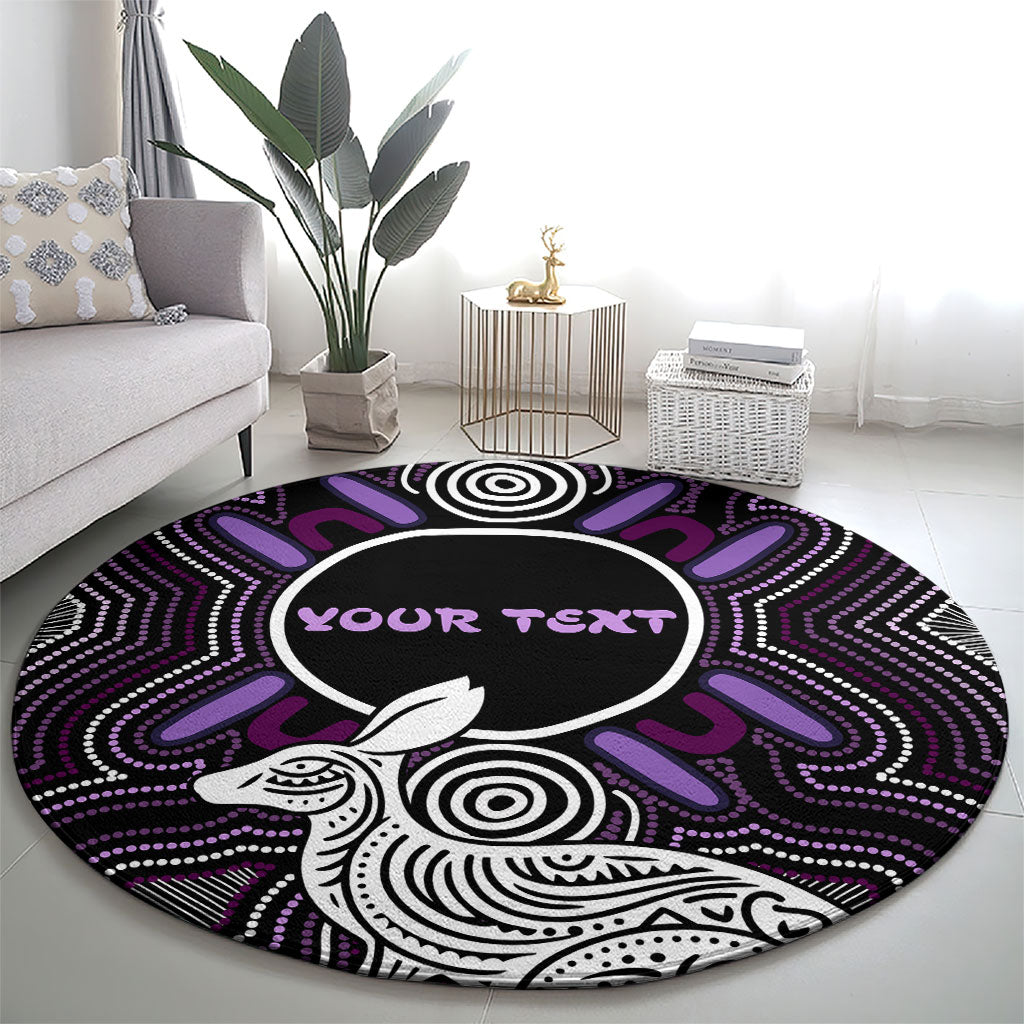 Personalised Aboriginal 50th Birthday Round Carpet Kangaroo Indigenous Dot Art Australian Culture