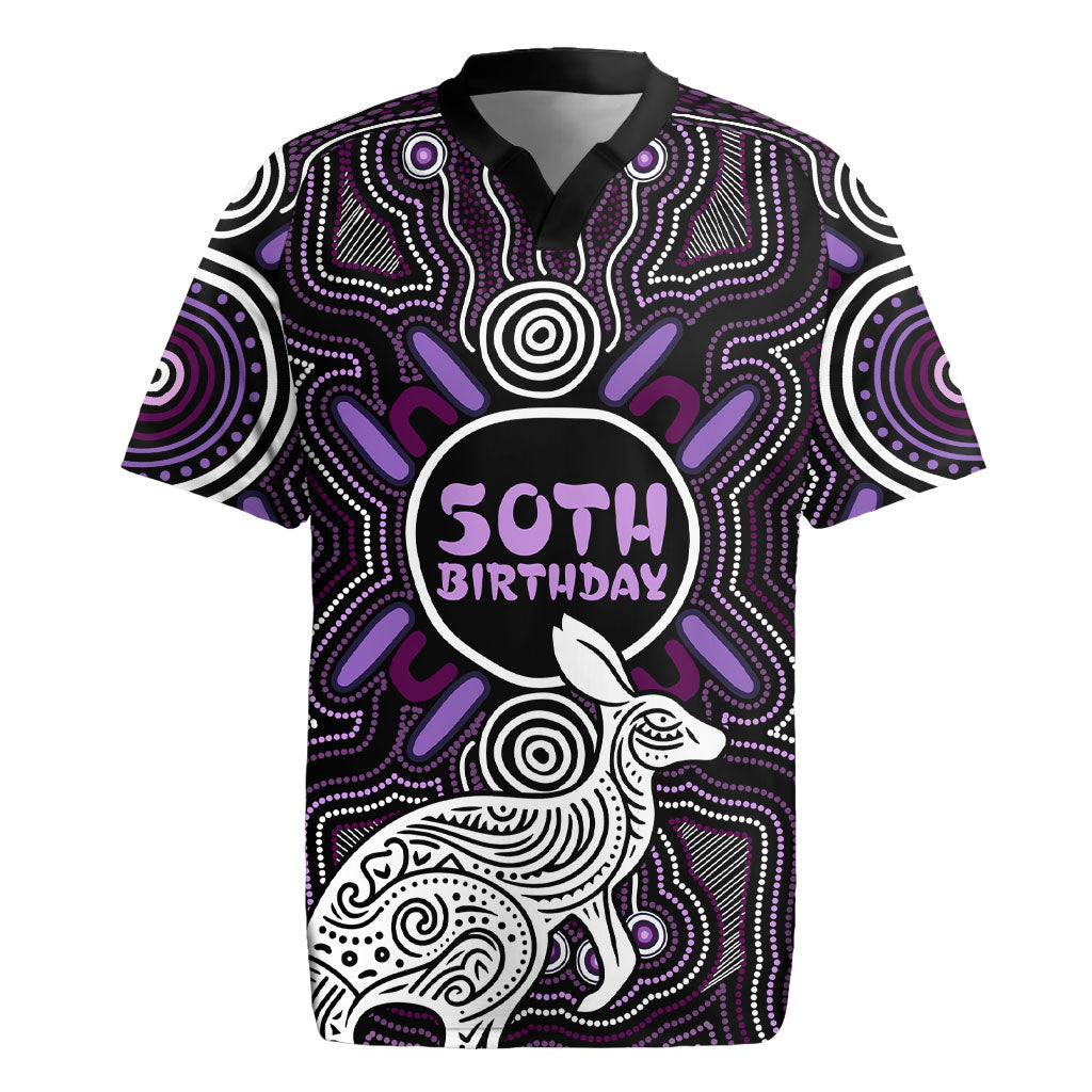 Personalised Aboriginal 50th Birthday Rugby Jersey Kangaroo Indigenous Dot Art Australian Culture