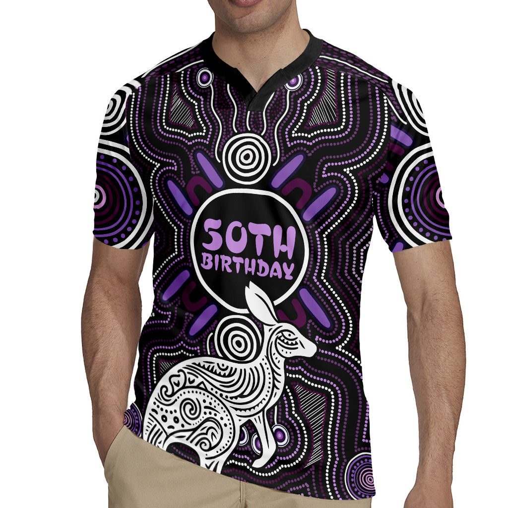Personalised Aboriginal 50th Birthday Rugby Jersey Kangaroo Indigenous Dot Art Australian Culture